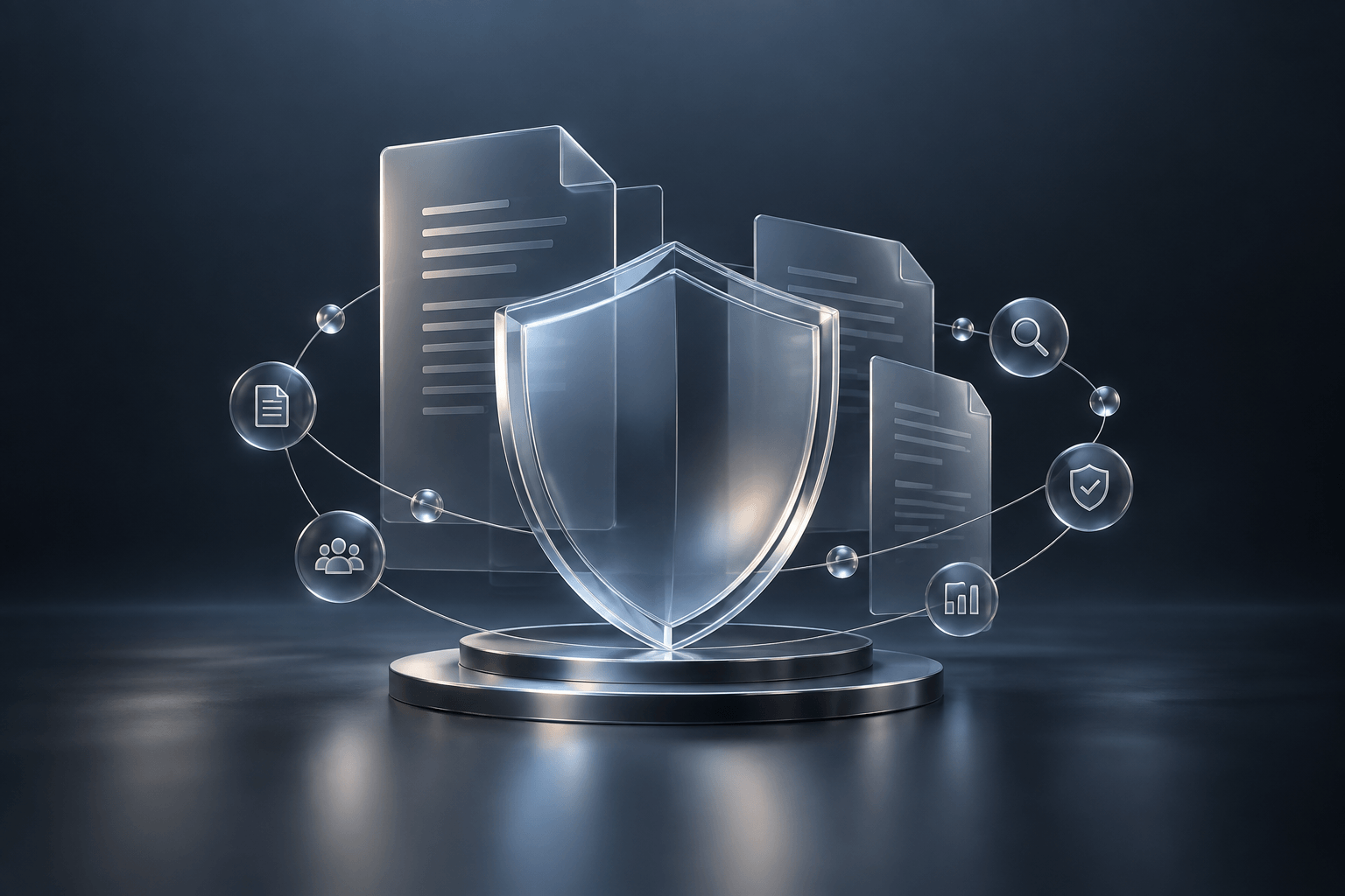 Glass shield connecting insurance policies and evidence